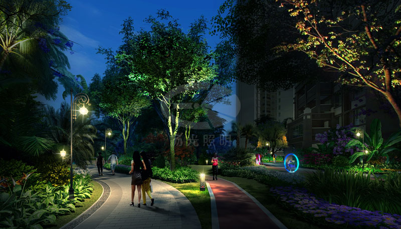 社區(qū)道路夜景亮化設(shè)計效果圖